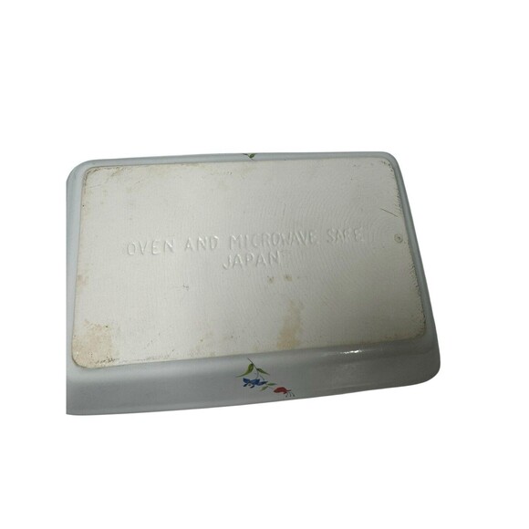 White W/ Floral Print Vintage Casserole Bake Serving Dish Japan- Fast Shipping - Picture 9 of 12